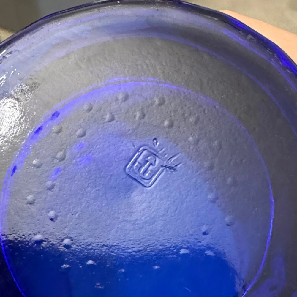 Vintage Anchor Hocking Cobalt Blue Essex 10 Panel Rocks Glasses Lowball Set of 5